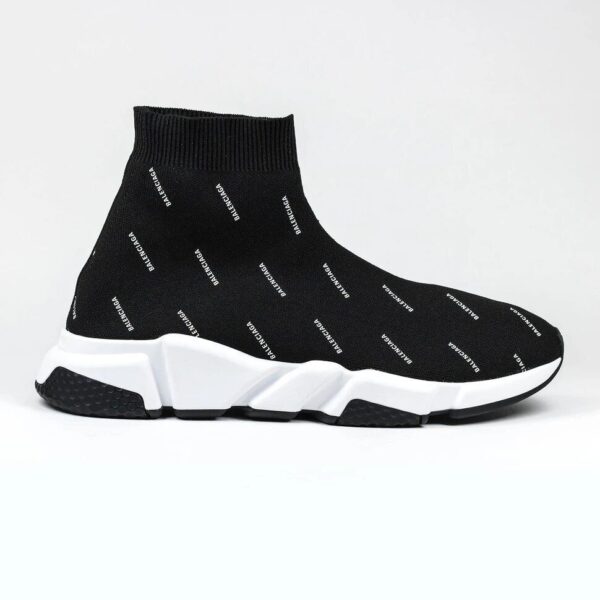 Balenciaga Multi Logo Speed Knit Sock Black White