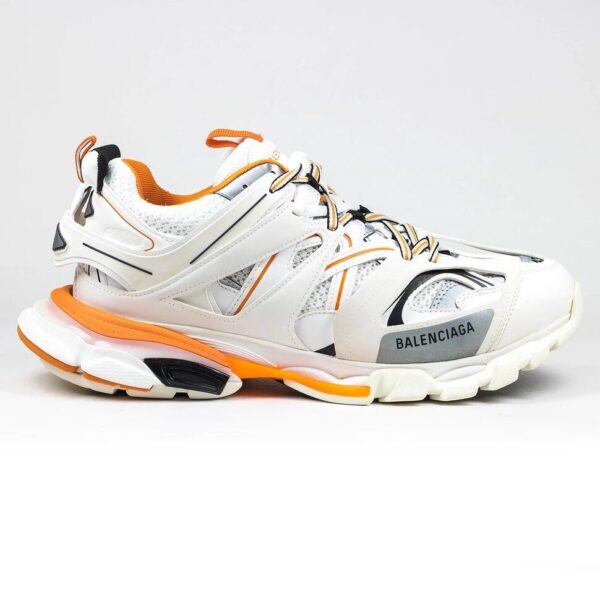 Balenciaga Track Leather And Mesh Sneaker Off White Orange