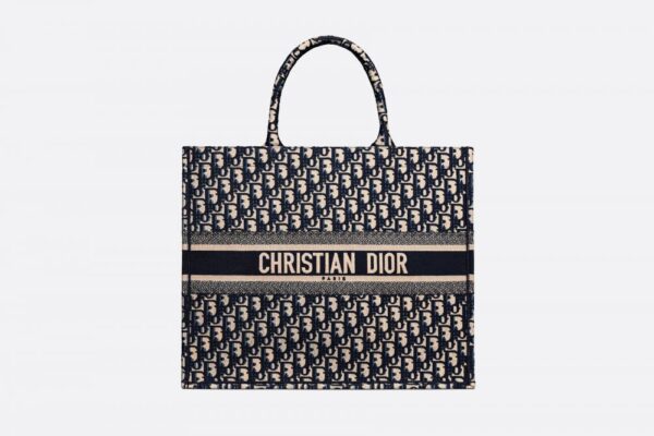 Dior Book Tote Blue Oblique Embroider Bag