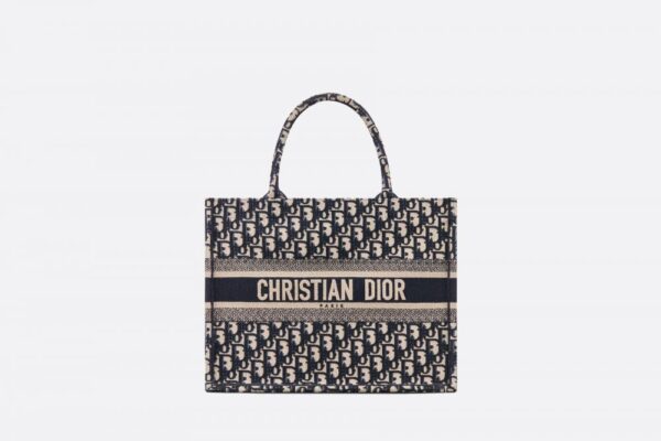 Dior Small Book Tote Blue Oblique Embroider Bag